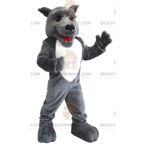 Disfraz de mascota BIGGYMONKEY™ de lobo gris y blanco -