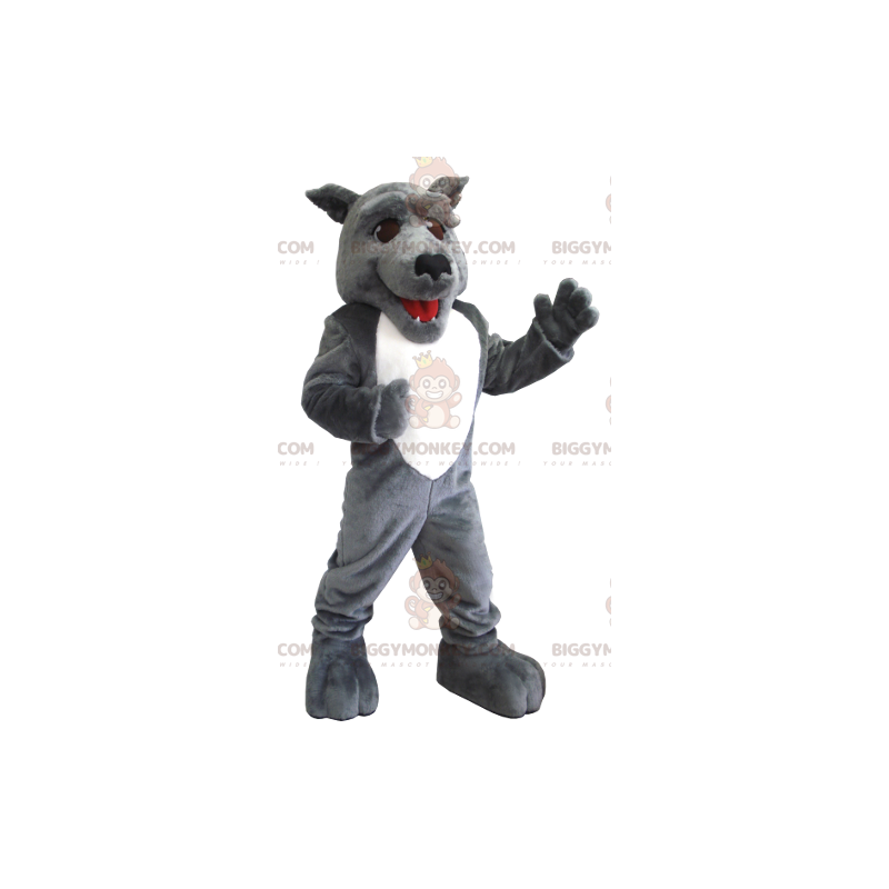 Gray and White Wolf BIGGYMONKEY™ Mascot Costume -