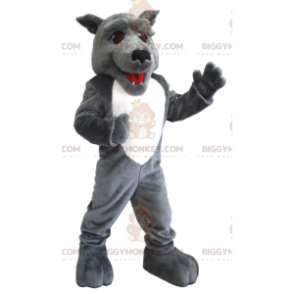 Gray and White Wolf BIGGYMONKEY™ Mascot Costume -