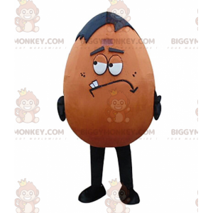 BIGGYMONKEY™ maskotdräkt brunt och svart ägg, jätte och roligt