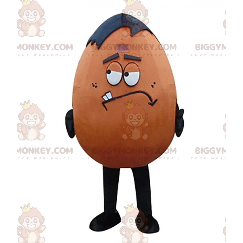 Traje de mascote BIGGYMONKEY™ ovo marrom e preto, gigante e Traje de mascote BIGGYMONKEY™ ovo marrom e preto, gigante e