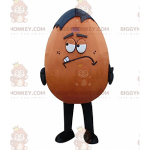 Costume de mascotte BIGGYMONKEY™ d'œuf marron et noir, géant et