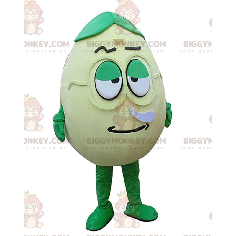 BIGGYMONKEY™ maskottiasu vihreä muna, jättiläinen ja hauska