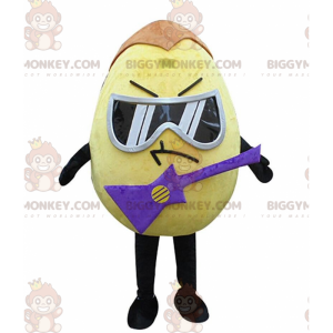 Disfraz de mascota Yellow Egg BIGGYMONKEY™ con gafas y guitarra