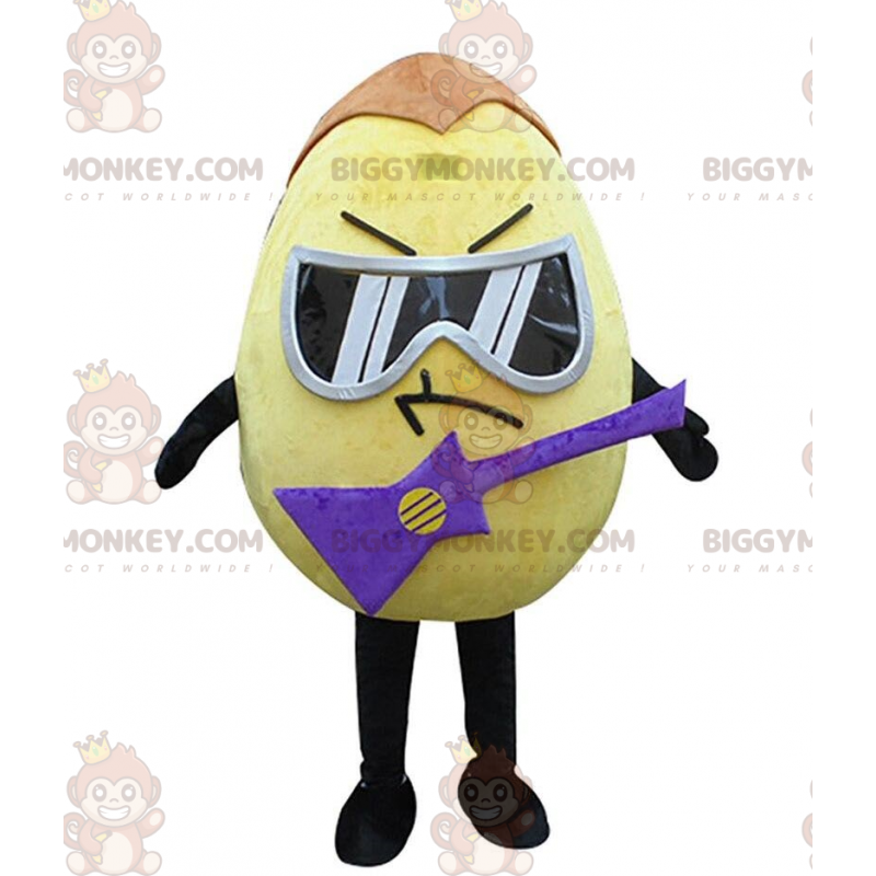 Traje de mascote de ovo amarelo BIGGYMONKEY™ com óculos e
