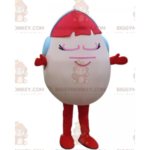 Pink Egg BIGGYMONKEY™ mascottekostuum met rood haar en