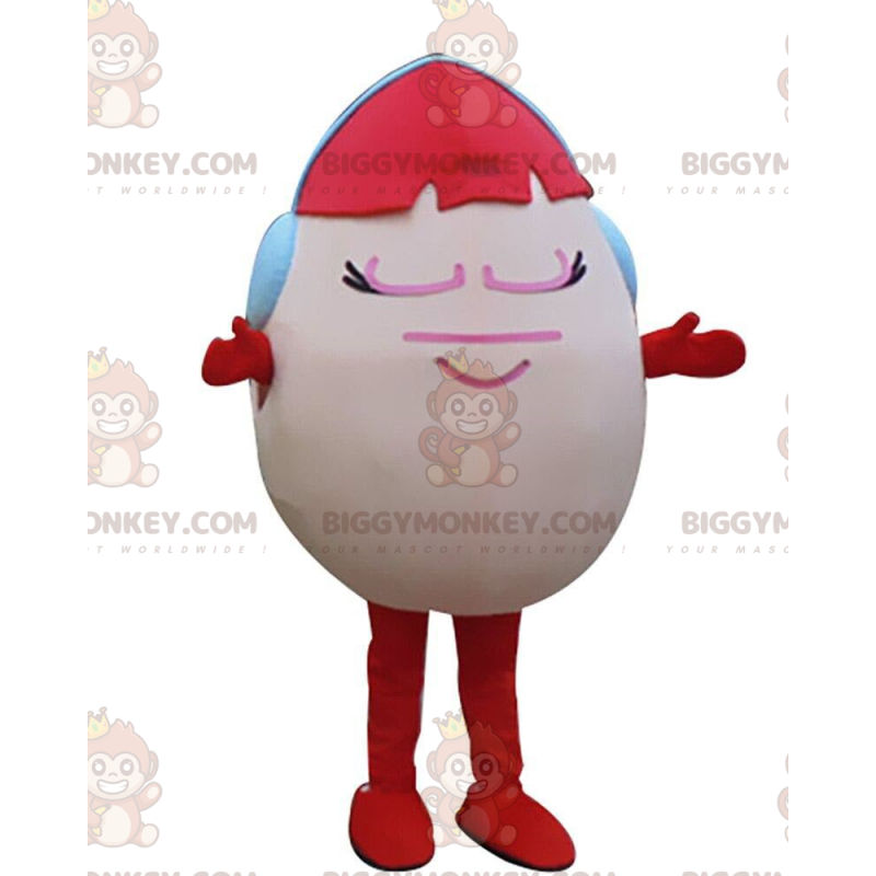 Disfraz de mascota Pink Egg BIGGYMONKEY™ con cabello rojo y Disfraz de mascota Pink Egg BIGGYMONKEY™ con cabello rojo y