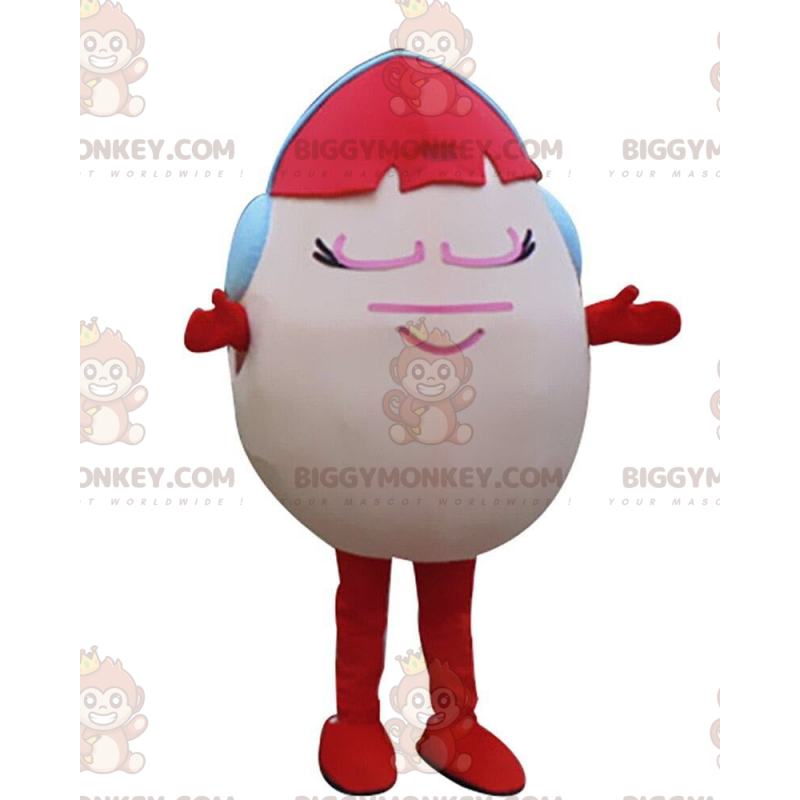Κοστούμι μασκότ ροζ αυγό BIGGYMONKEY™ με κόκκινα μαλλιά και
