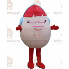 Κοστούμι μασκότ ροζ αυγό BIGGYMONKEY™ με κόκκινα μαλλιά και