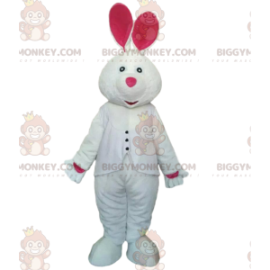 Disfraz de conejo blanco y rosa, disfraz de mascota de conejo