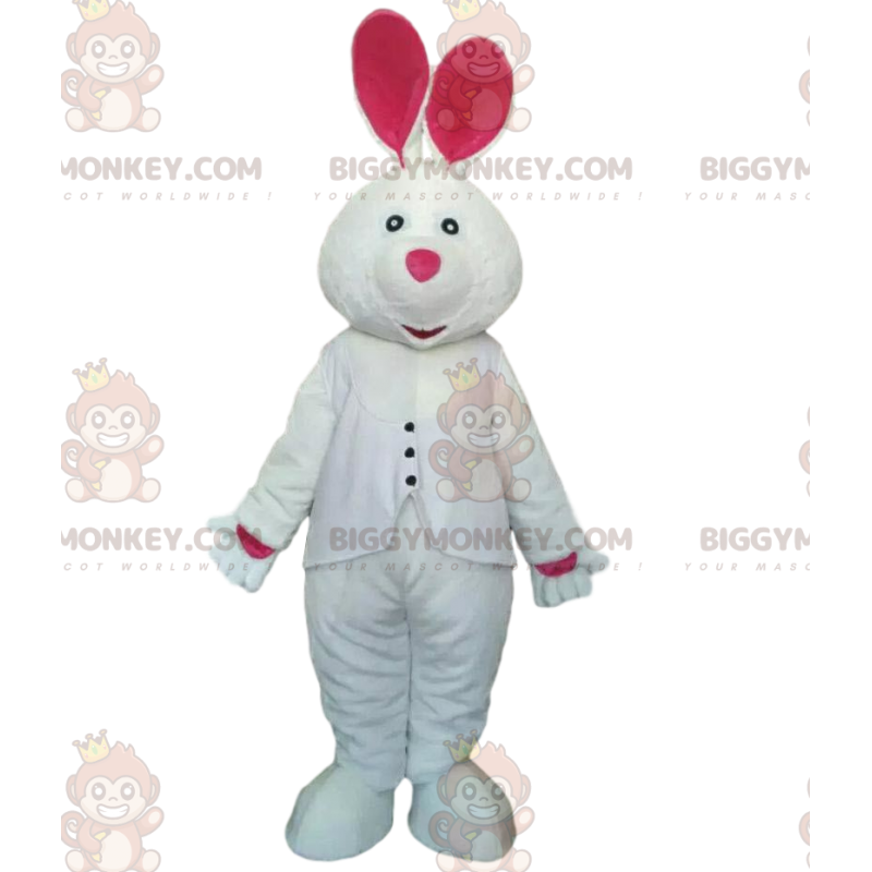 Fantasia de coelho branco e rosa, fantasia de mascote de coelho