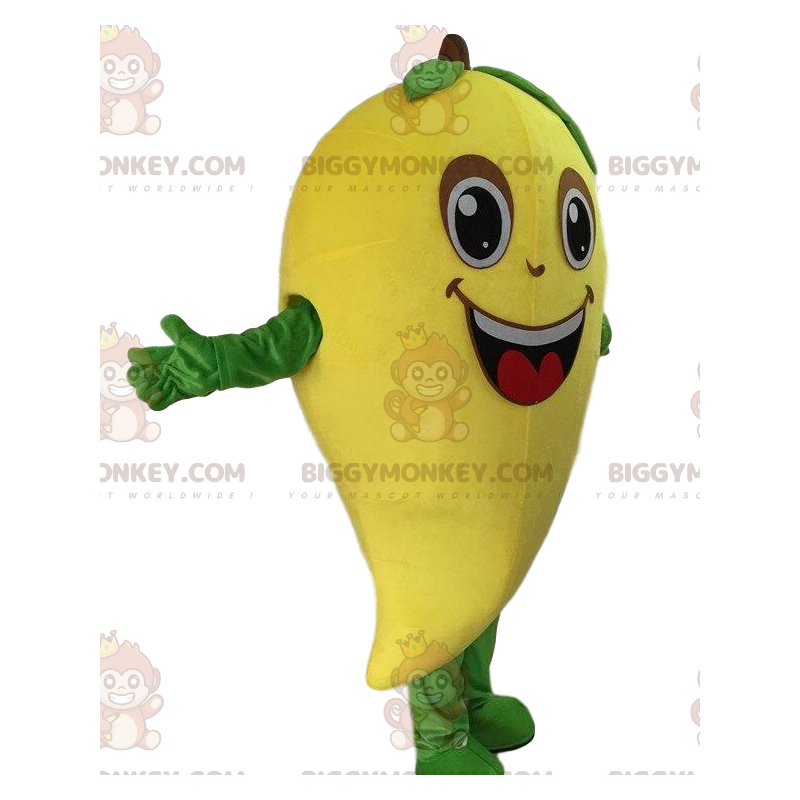 Giant Mango BIGGYMONKEY™ maskotdräkt, gul exotisk fruktdräkt - Frukt maskot - BIGGYMONKEY_010676 - BiggyMonkey.com