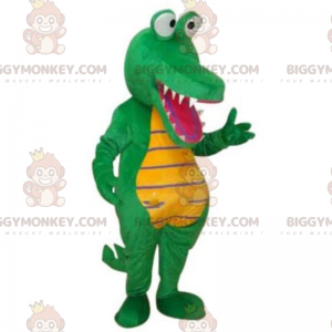Disfraz de cocodrilo verde y amarillo, disfraz de mascota