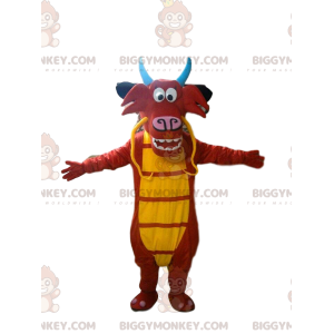 BIGGYMONKEY™ mascot costume of Mushu, the famous red and yellow