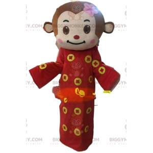 Brown monkey costume with a red and yellow tunic -