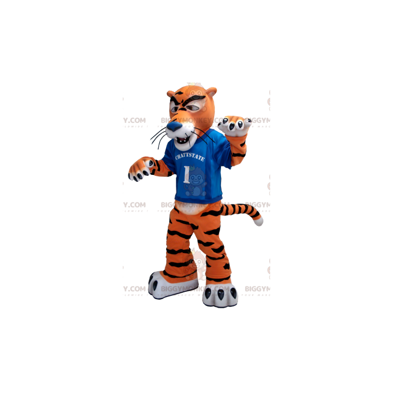 Traje de mascote BIGGYMONKEY™ Tigre branco e preto laranja – Traje de mascote BIGGYMONKEY™ Tigre branco e preto laranja –