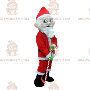 Costume de mascotte BIGGYMONKEY™ de Père-Noël avec une canne en