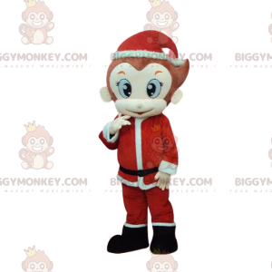 BIGGYMONKEY™ Maskottchenkostüm Affe im Weihnachtsmann-Outfit