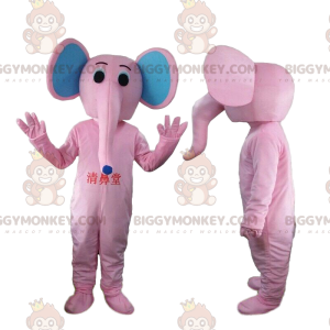BIGGYMONKEY™ mascottekostuum roze en blauwe olifant