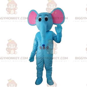 Disfraz de elefante azul con orejas rosas, elefante gigante -