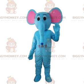 Déguisement d'éléphant bleu aux oreilles rose, éléphant géant -
