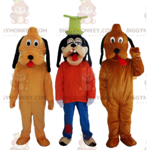maskotki BIGGYMONKEY™, 2 psy Pluto i kostium maskotki Goofy