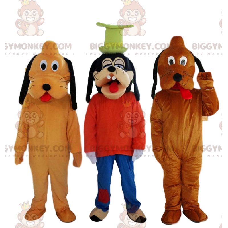 maskotki BIGGYMONKEY™, 2 psy Pluto i kostium maskotki Goofy