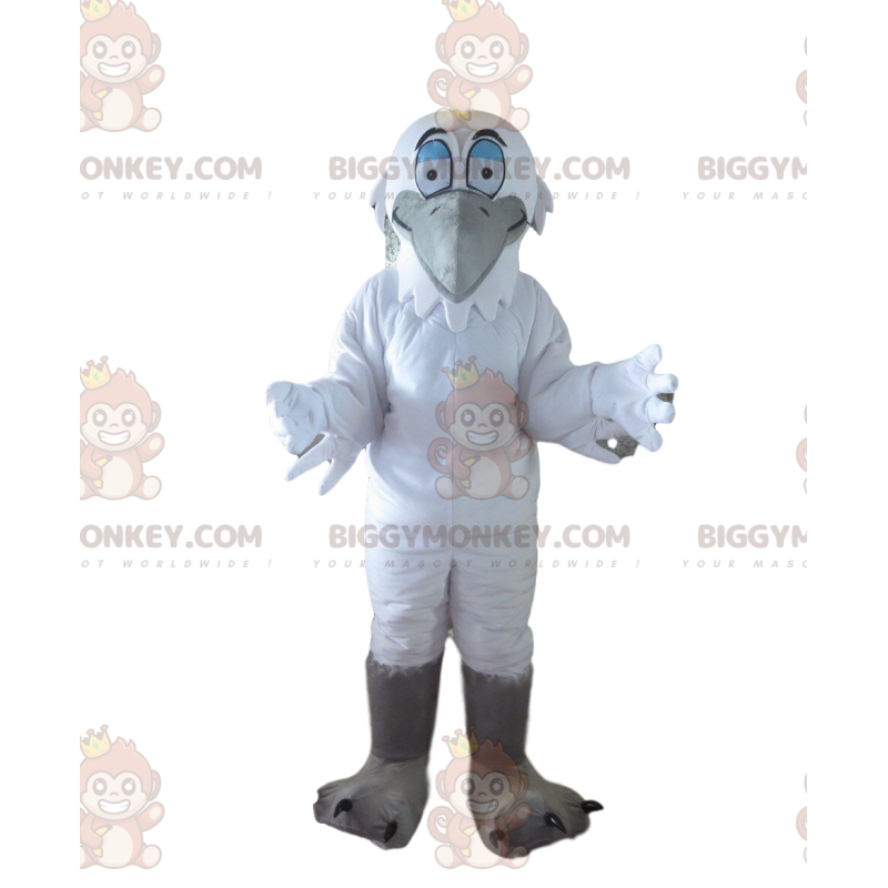 Garça BIGGYMONKEY™, grande traje de mascote de ave marinha