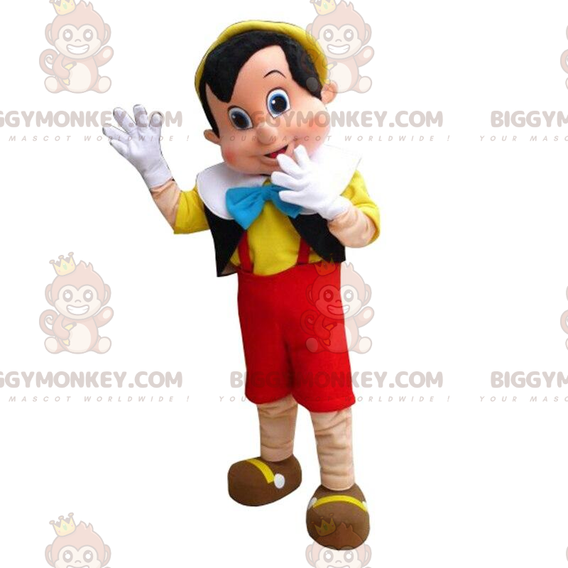 Costume de mascotte BIGGYMONKEY™ de Pinocchio, pantin de dessin Costume de mascotte BIGGYMONKEY™ de Pinocchio, pantin de dessin
