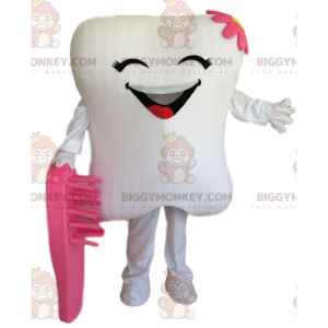 Giant white tooth BIGGYMONKEY™ mascot costume, tooth costume -