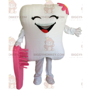 Traje de mascote BIGGYMONKEY™ de dente branco gigante, fantasia