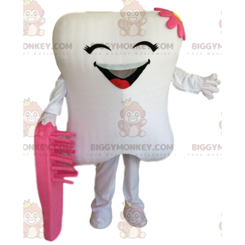 Gigantische witte tand BIGGYMONKEY™ mascottekostuum