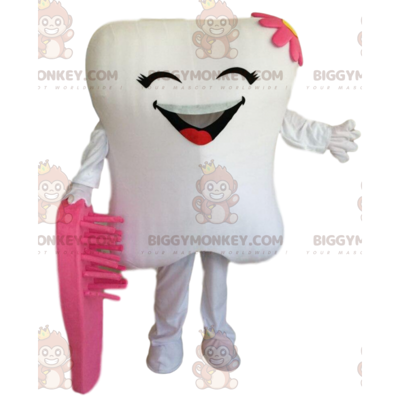 Traje de mascote BIGGYMONKEY™ de dente branco gigante, fantasia