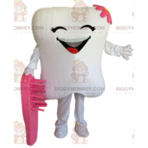 Traje de mascote BIGGYMONKEY™ de dente branco gigante, fantasia