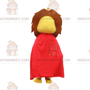 Kostium maskotki BIGGYMONKEY™ Żółty lew z czerwoną peleryną i koroną - Maskotki lwa - BIGGYMONKEY_010712 - BiggyMonkey.com