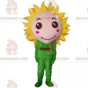 Jättegul blomma BIGGYMONKEY™ maskotdräkt, solrosblommadräkt -