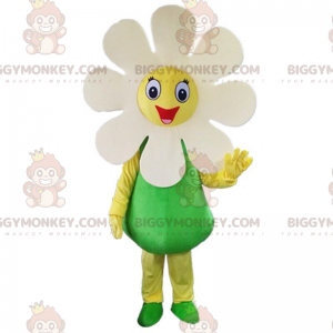 Giant White Flower BIGGYMONKEY™ maskottiasu, hymyilevä