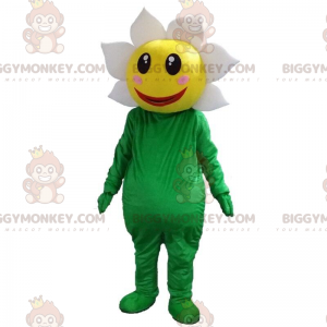 Very smiling green, yellow and white flower costume -