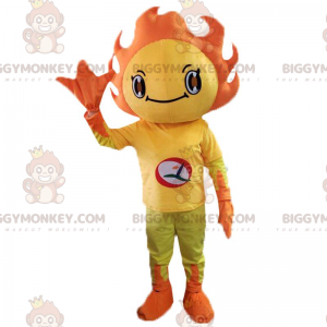 Traje de mascote amarelo e laranja Sun BIGGYMONKEY™. traje de