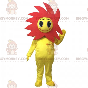 Costume de mascotte BIGGYMONKEY™ de fleur jaune et rouge
