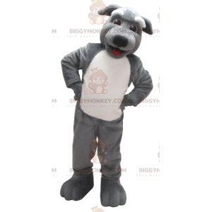 Costume de mascotte BIGGYMONKEY™ de chien gris et blanc -