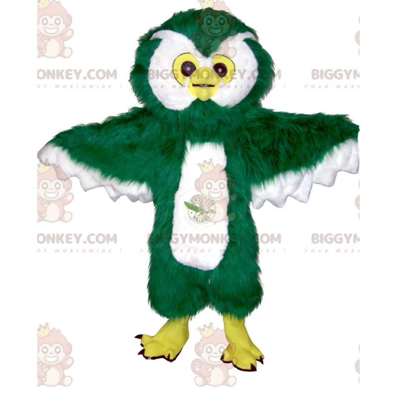 Στολή μασκότ για κουκουβάγια BIGGYMONKEY™ All Furry White & Yellow Green - Μασκότ πουλιών - BIGGYMONKEY_0131 - BiggyMonkey.com
