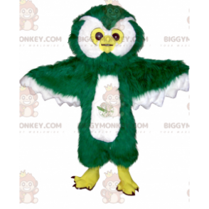 Στολή μασκότ για κουκουβάγια BIGGYMONKEY™ All Furry White & Yellow Green - Μασκότ πουλιών - BIGGYMONKEY_0131 - BiggyMonkey.com