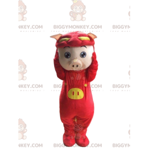 Traje de mascote BIGGYMONKEY™ de porco vestido de dragão