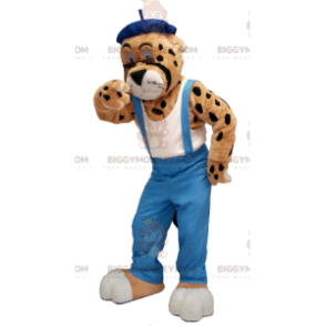 Costume de mascotte BIGGYMONKEY™ de léopard de guépard en salopette - Mascottes Tigre - BIGGYMONKEY_01230 - BiggyMonkey.com