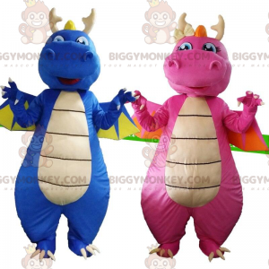 Costumi del drago, uno blu e uno rosa, 2 draghi -