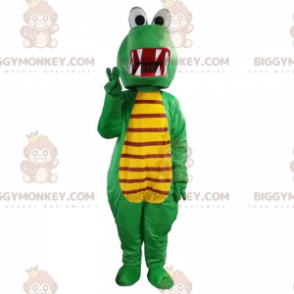 Στολή μασκότ BIGGYMONKEY™, πράσινος και κίτρινος δράκος, στολή