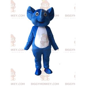 Blau-weißer Elefant BIGGYMONKEY™ Maskottchen-Kostüm