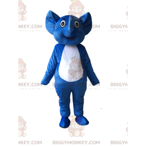 Disfraz de mascota elefante azul y blanco BIGGYMONKEY™, disfraz