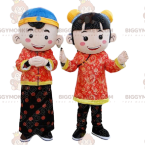 2 BIGGYMONKEY™s maskot av asiatiska barn, kinesiska barndräkter